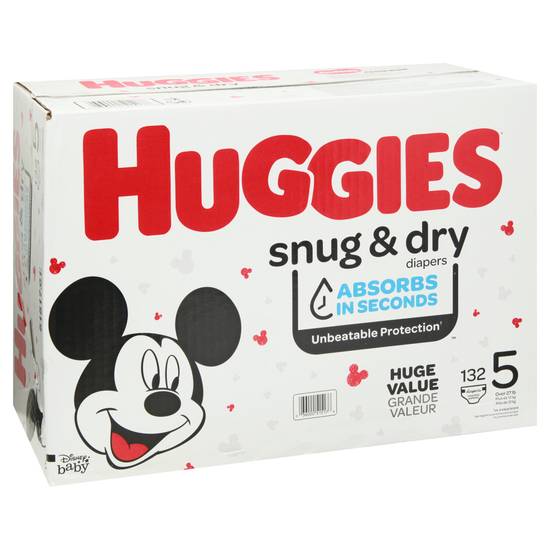 Huggies Size 5 Snug & Dry Disney Baby Diapers (132 diapers)