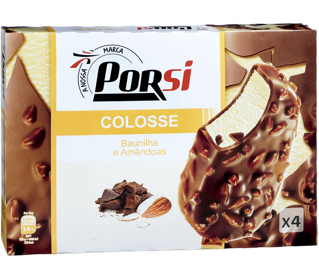 PorSi - Gelados colosse baunilha e amêndoa, 4 unidades