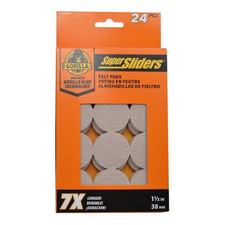 Super Sliders With Gorilla Glue 1.5" Round Felt Pads Beige 24Pc