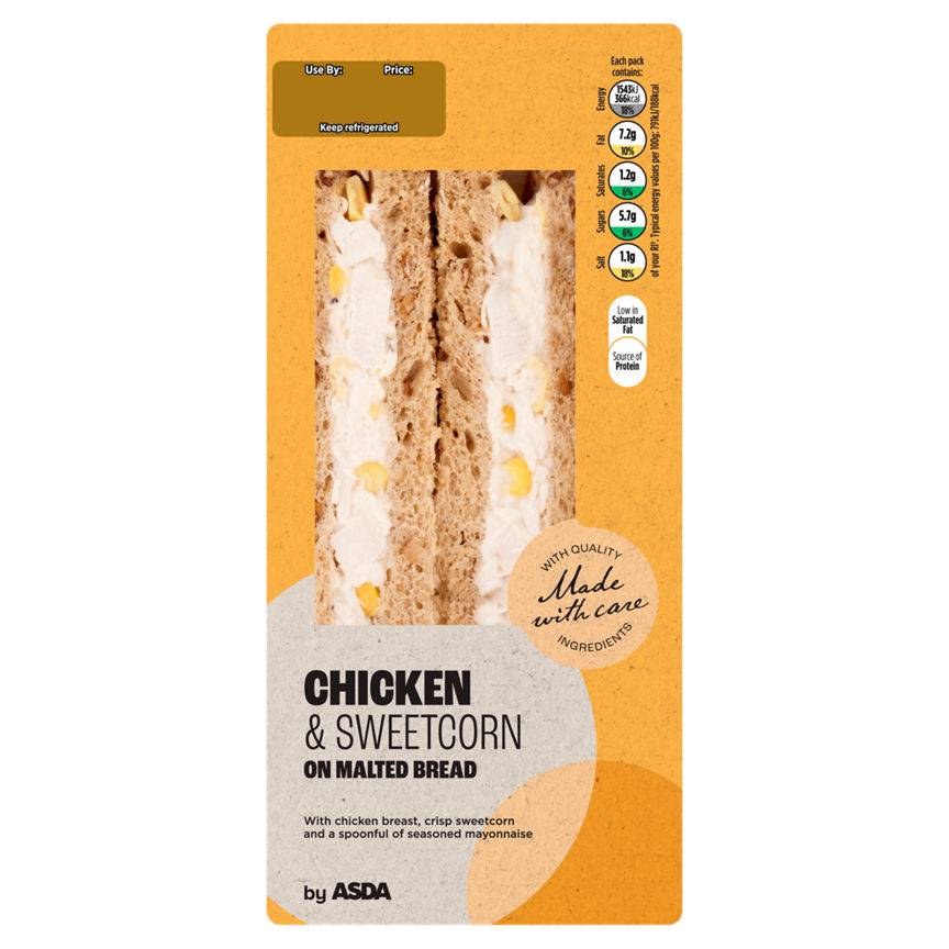 ASDA Chicken and Sweetcorn on Malted Bread