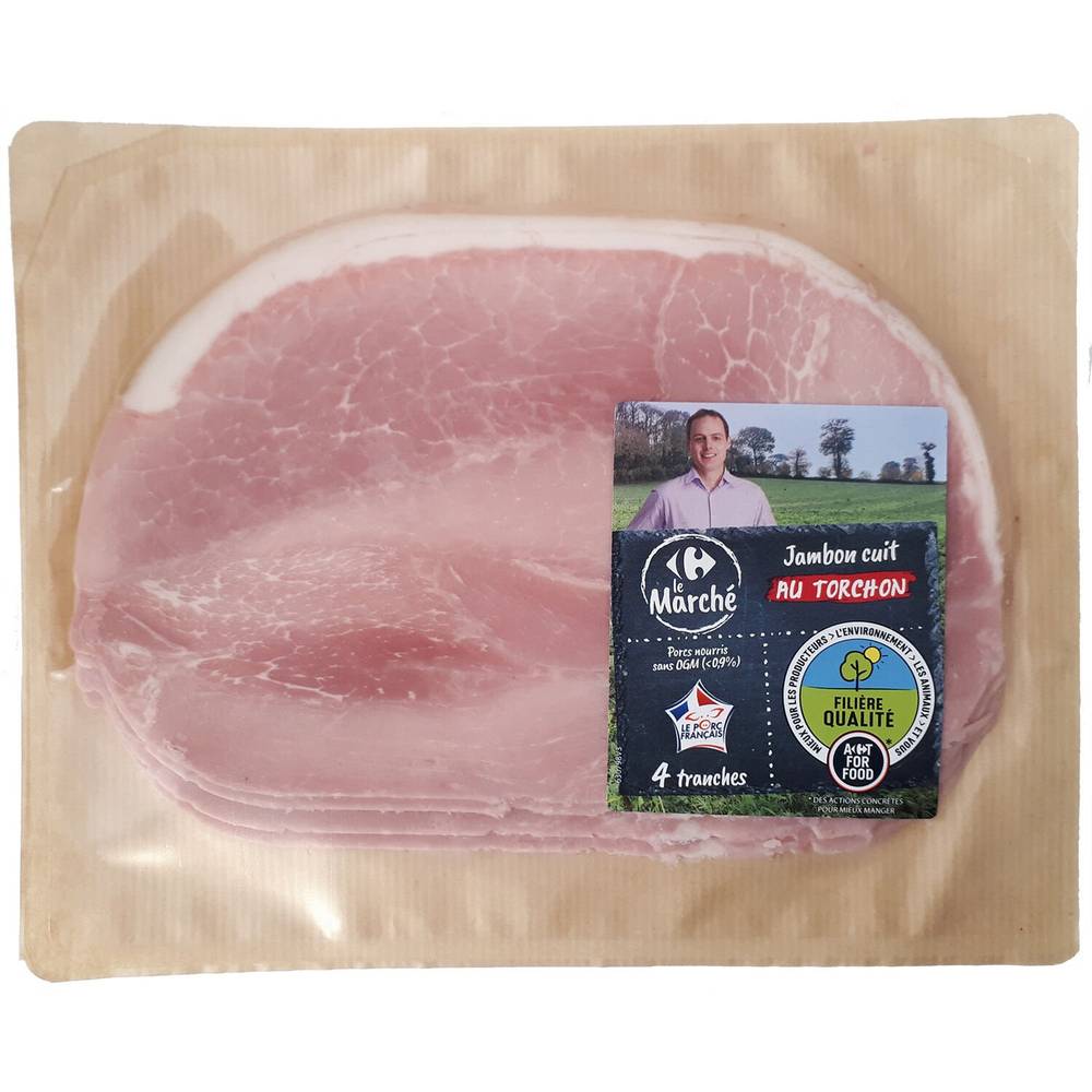 Carrefour - Jambon cuit avec couenne (4 pièces)