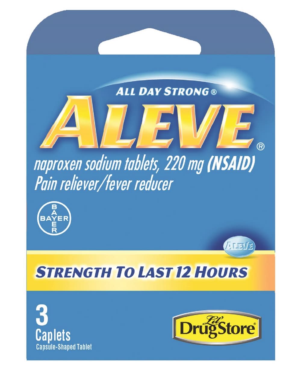 Aleve Drug Store Blue Pain Reliever/Fever Reducer 3 Ct
