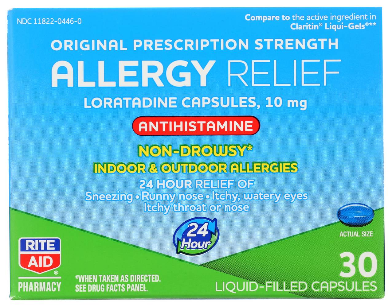 Rite Aid Loratadine 24 Hour Allergy Relief Liquid Capsules 10mg (30 ct)