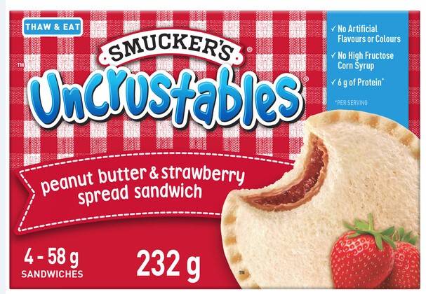 Smucker's Uncrustables Jam Spread Sandwich, Peanut Butter & Strawberry (58 g, 4 ct)