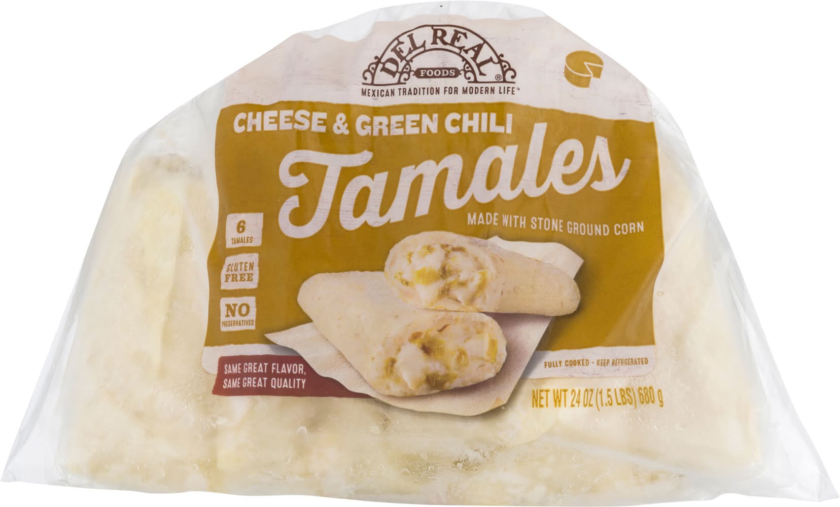 Del Real Foods Cheese & Green Chile Tamales (1.5 lbs)