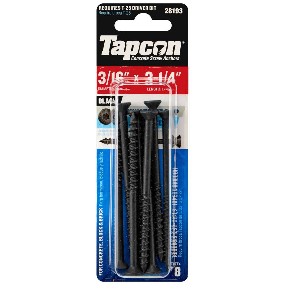 Tapcon 3/16-in x 3-1/4-in Concrete Screws Anchors (8-Pack) | 28193