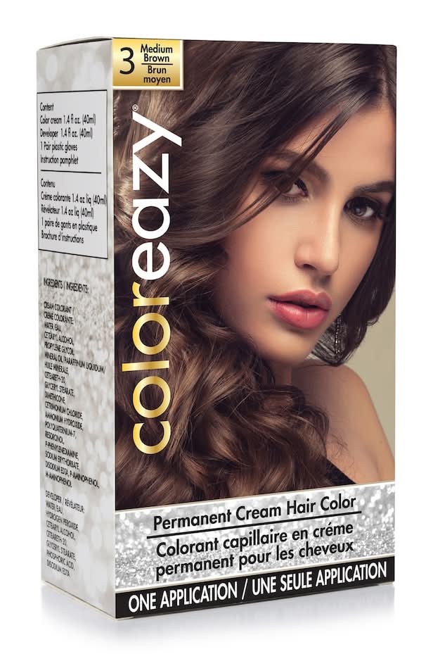 Coloreazy Permanent Cream Hair Color, Medium Brown