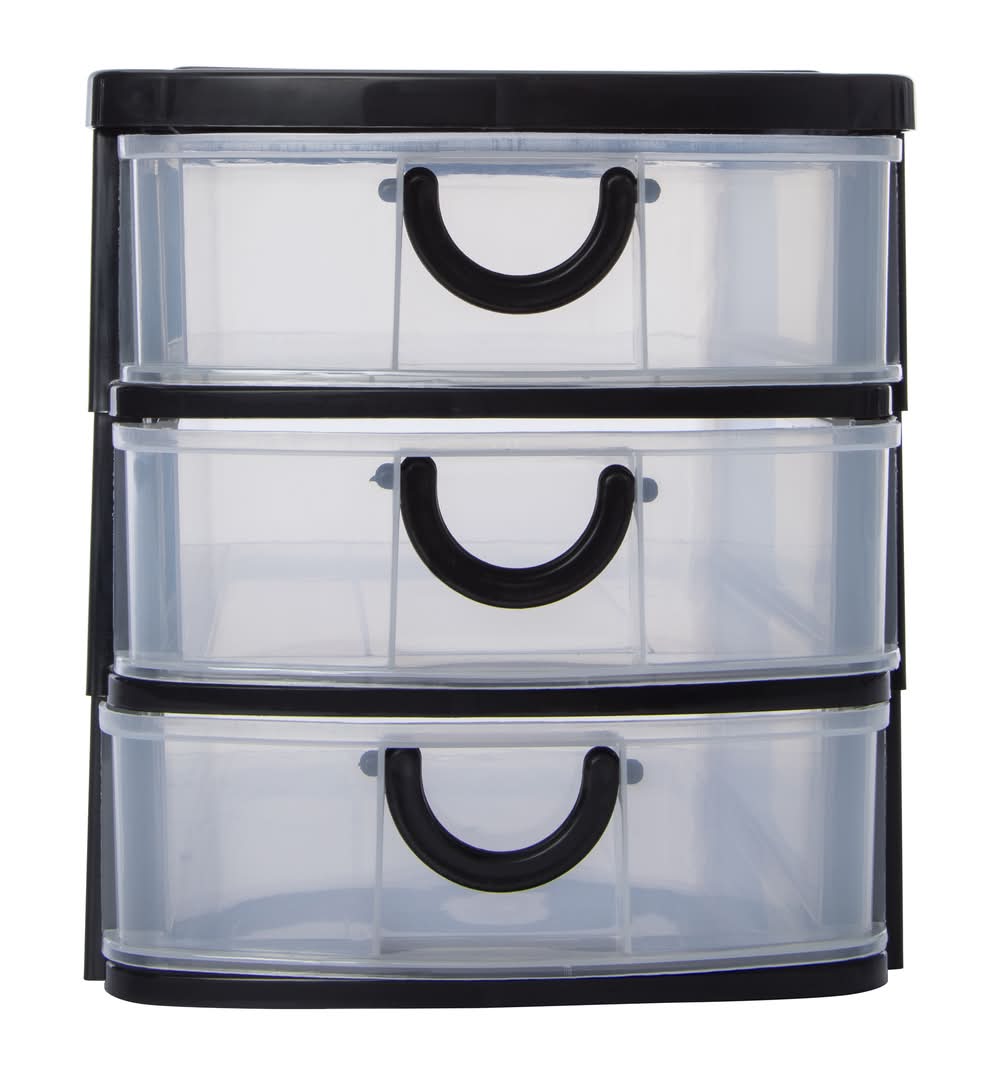 Stackable 3-Drawer Mini Organizer 7.5in X 6.25in Black
