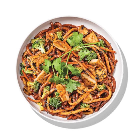 Japanese Pan Noodle with Chicken- 37 grams of protein, 460 calories.