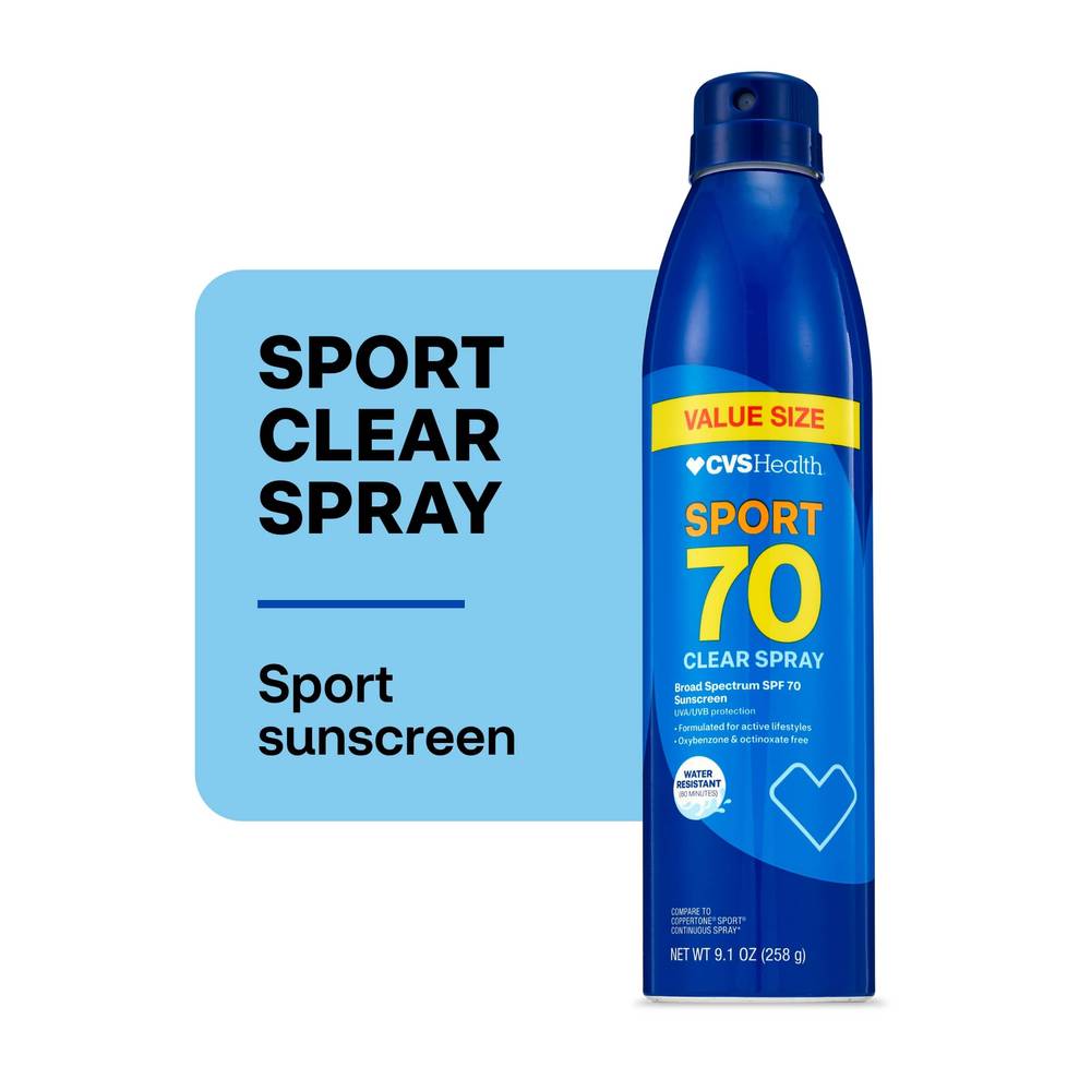 CVS Health Value Size Sport SPF 70 Clear Spray Sunscreen, 9.1 OZ