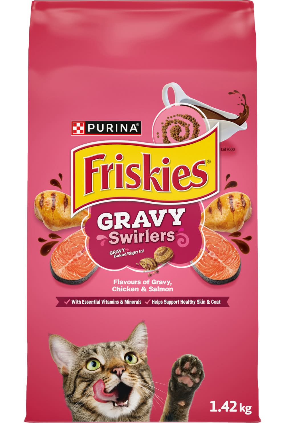 Purina Friskies Gravy Swirlers Chicken & Salmon Dry Cat Food (1.42 kg)