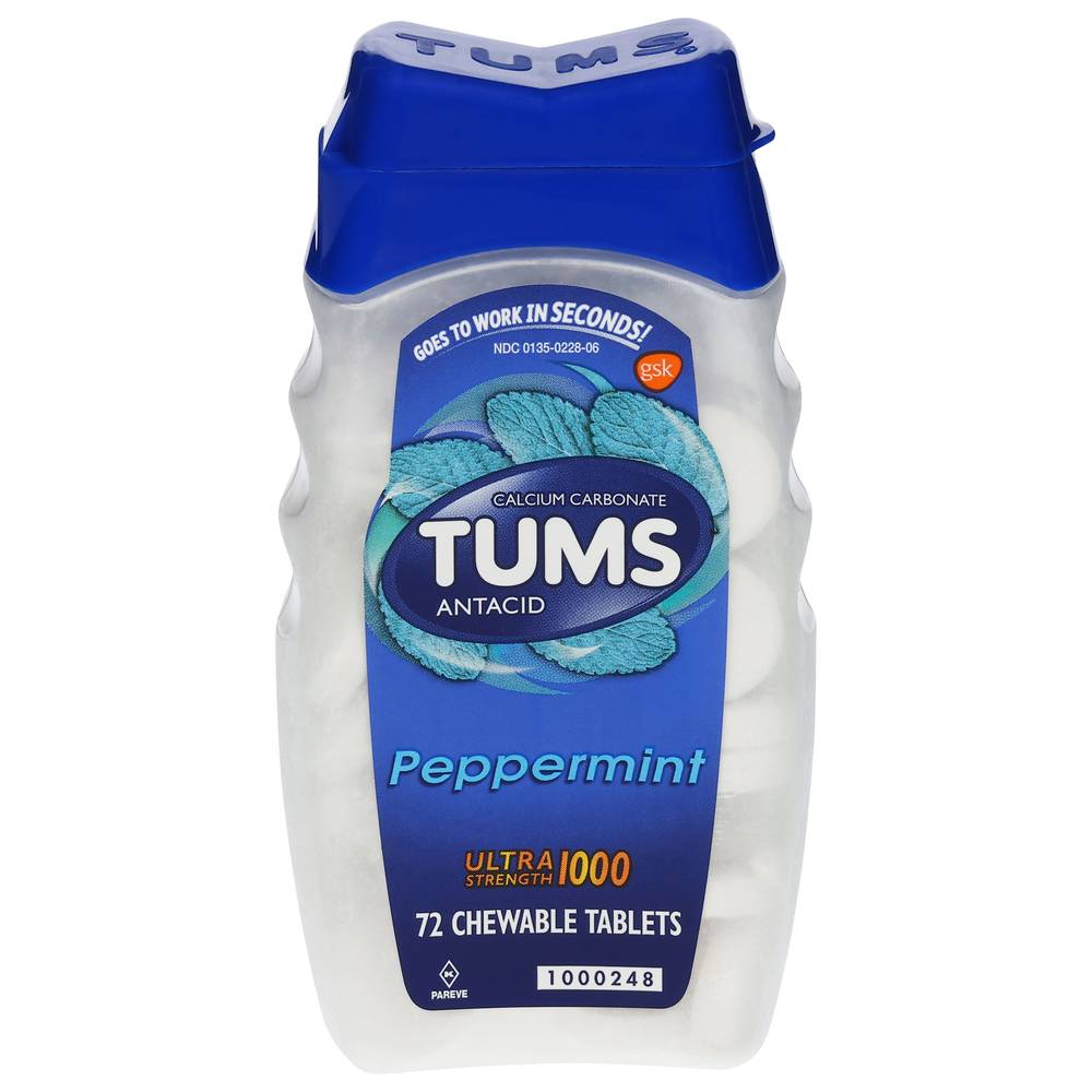 Tums Ultra Strength 1000 Chewable Tablets Antacid (0.5 lbs, 72 ct)