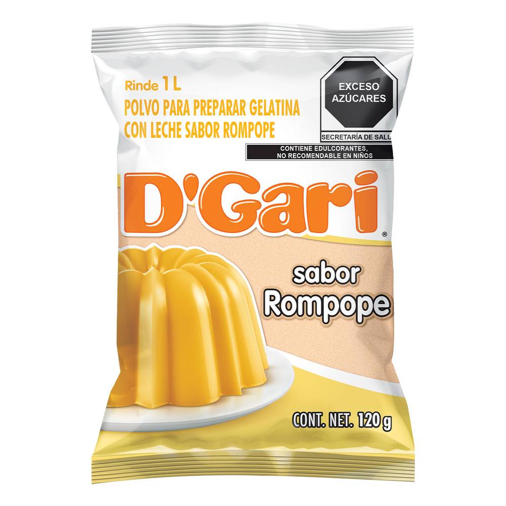 D'Gari · Polvo para gelatina de leche sabor rompope (120 g)
