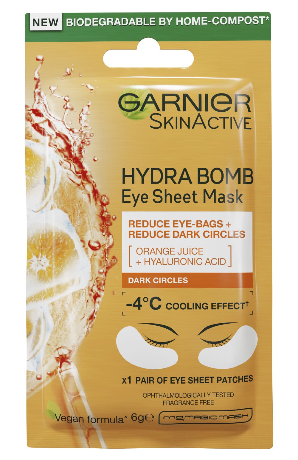 Garnier Skin Active Hydra Bomb Eye Sheet Mask, Orange Juice (6g)