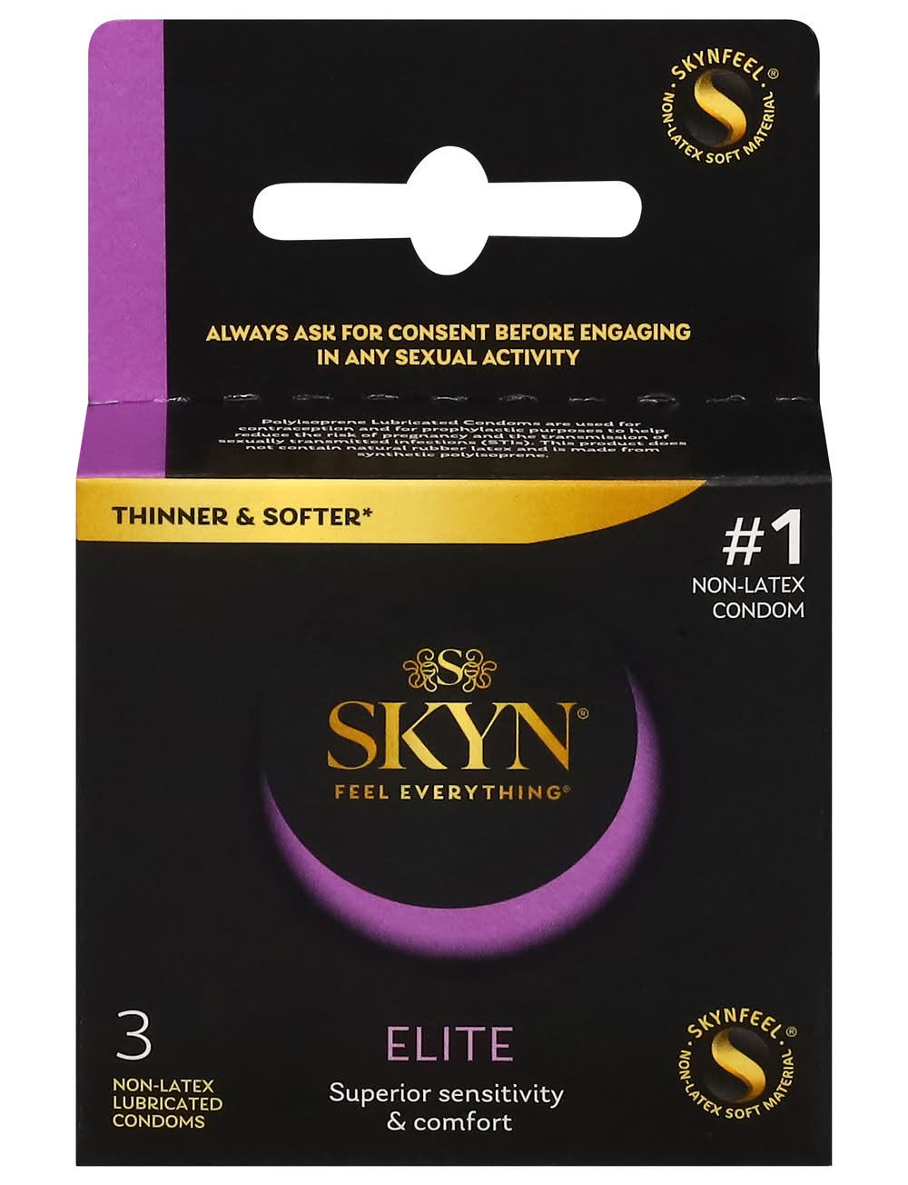 Skyn Elite Non-Latex Lubricated Condoms (3 ct)