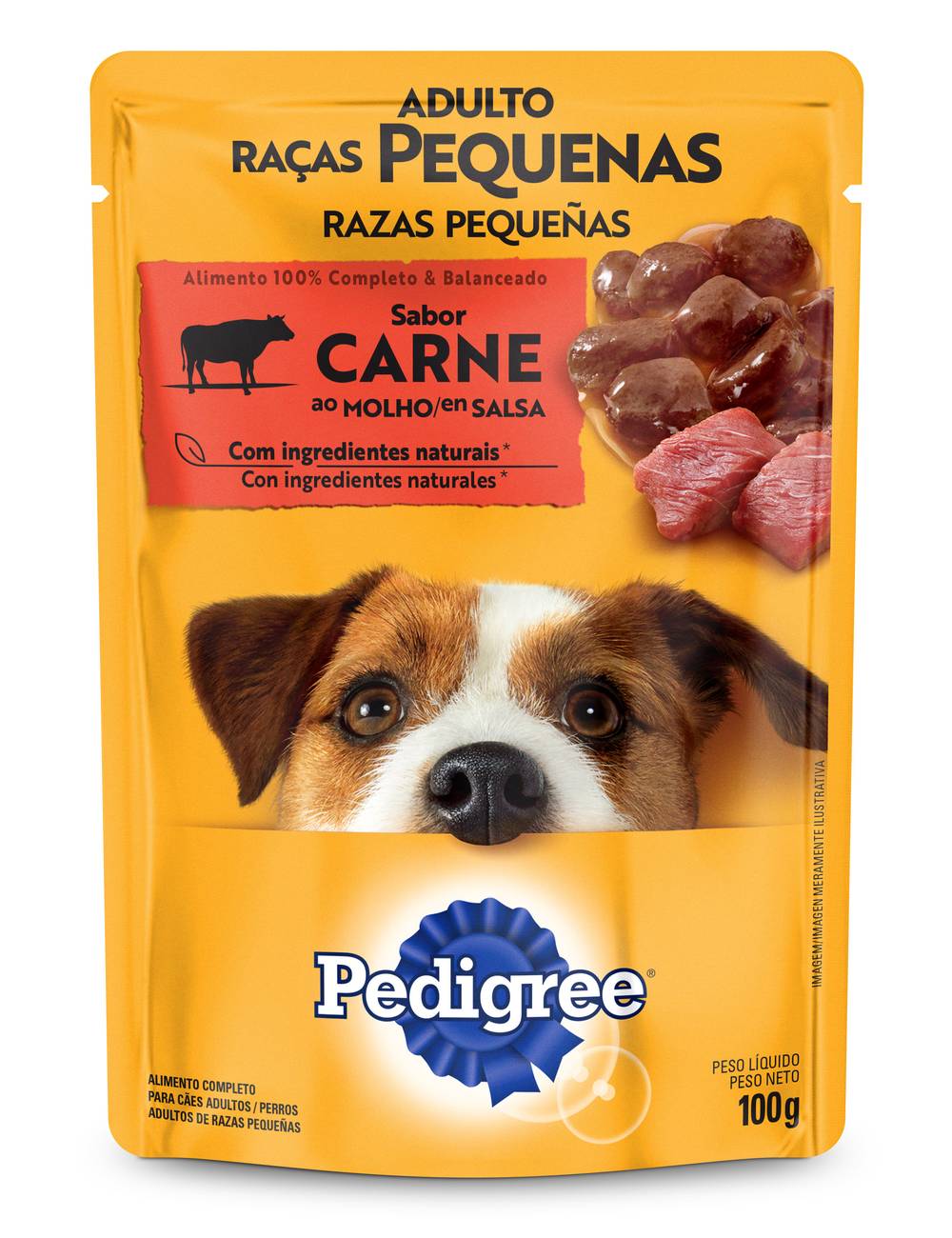 Pedigree ração úmida para cães adultos raças pequenas sabor carne (100 g)