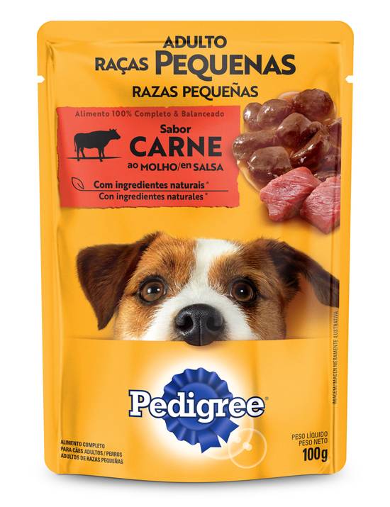Pedigree ração úmida para cães adultos raças pequenas sabor carne (100g)