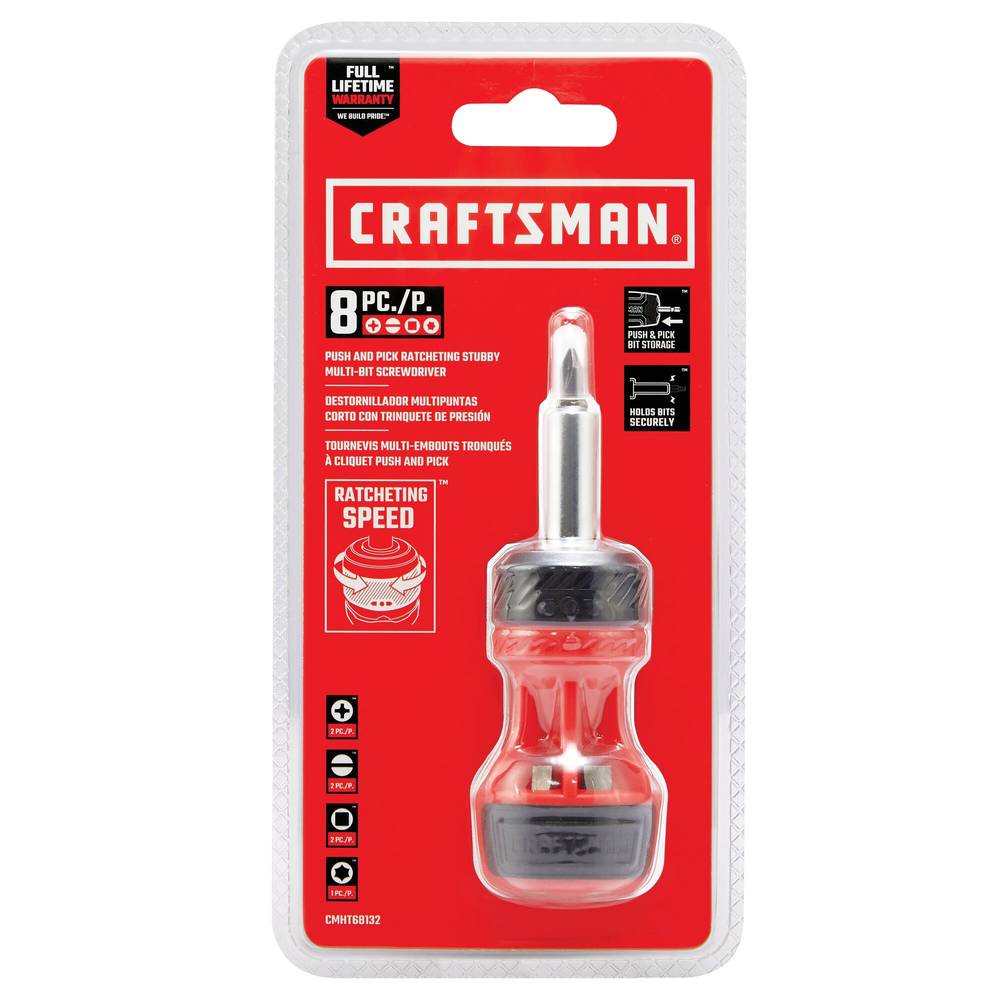 CRAFTSMAN 8-Piece Magnetic Ratcheting Multi-bit Assorted Drive Screwdriver Set | CMHT68132