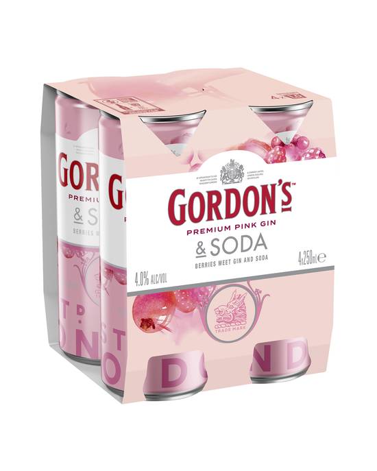 Gordons Pink Gin & Soda Can 4x250ml