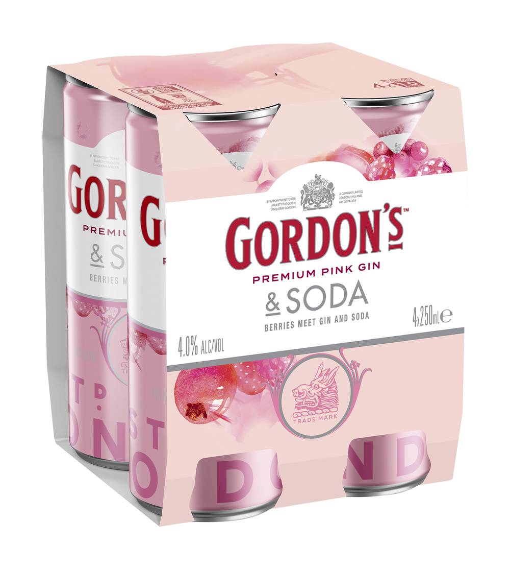 Gordons Pink Gin & Soda Can 4x250ml