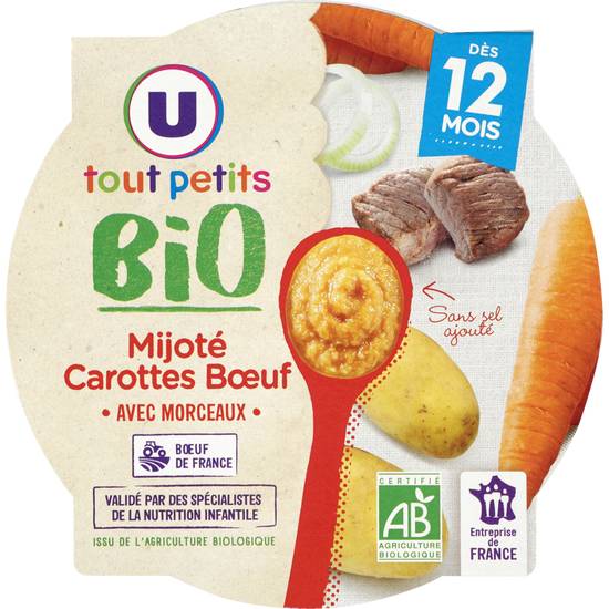 Assiette Carottes-Boeuf 12M U Tout Petit Bio 230 gr