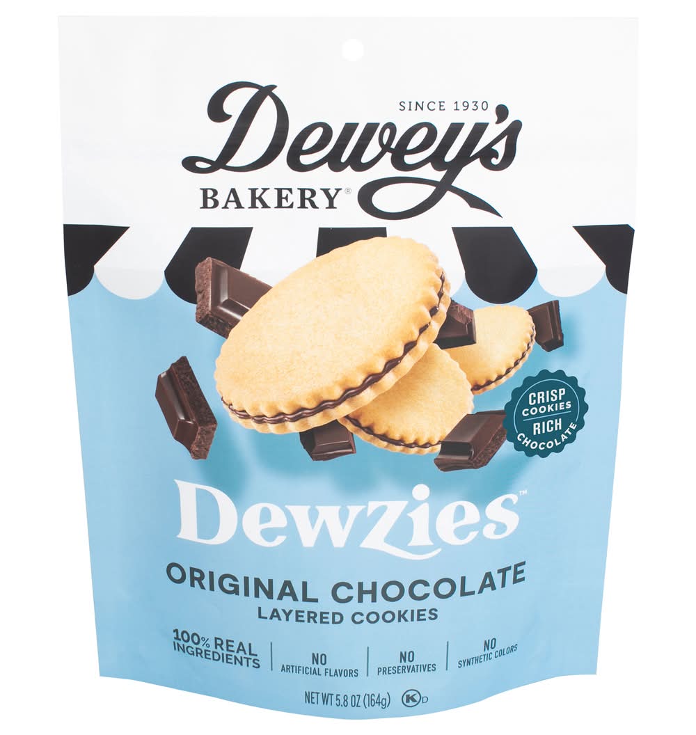 Dewey's Bakery Dewzies Layered Original Cookies, Chocolate (5.8 oz)
