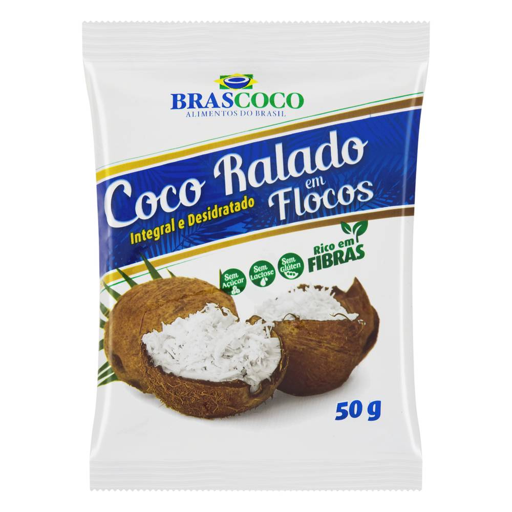Brascoco coco ralado integral desidratado em flocos (50 g)