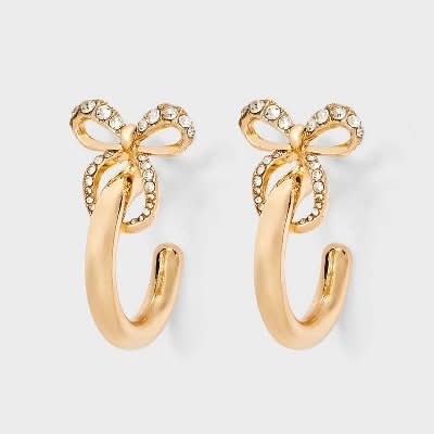 SUGARFIX Baublebar Bow It Goes Hoop Earrings, Gold