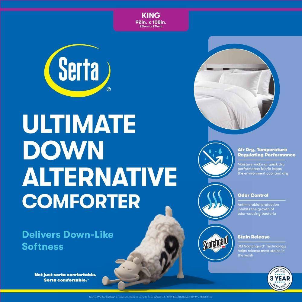 Serta White Geometric King Comforter with (Down Alternative Fill) | 1639490