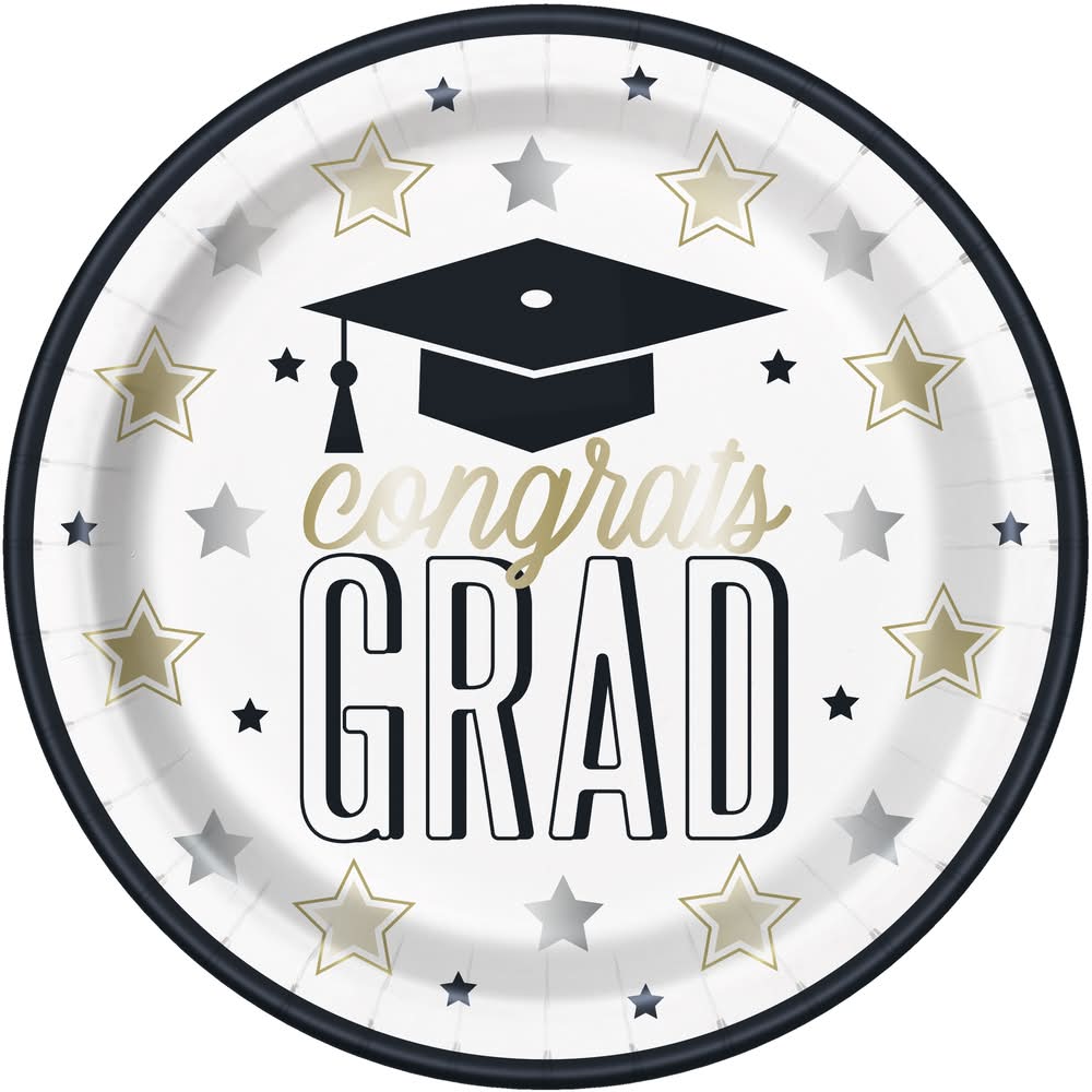 7in Paper Plates 8-Count - Graduation