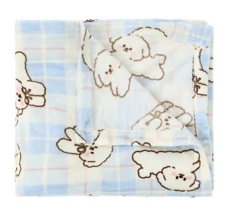 2-Sided Plush Throw 50inx60in Fluffy Puppy Plaid