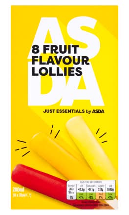 ASDA Assorted, Just Essentials Fruit Ice Lollies (8 pack)