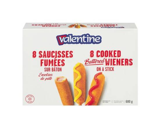 Valentine · Saucisses fumées sur bâton - Cooked battered wieners on a stick (680 g)