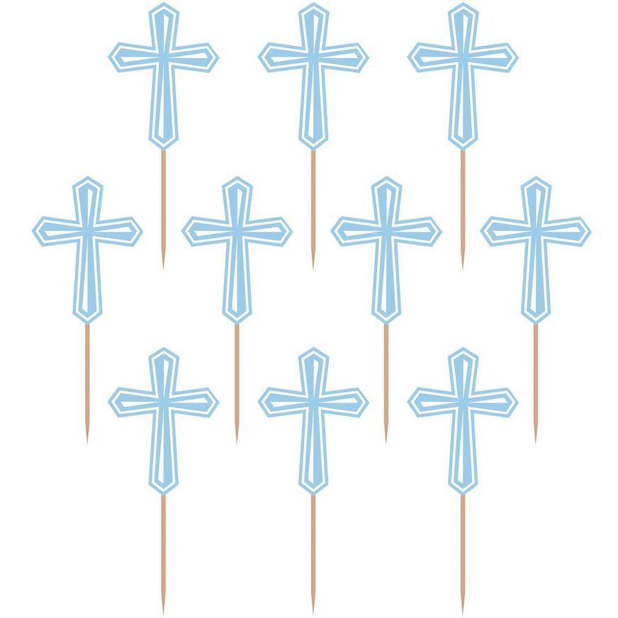 Blue Cross First Communion Party Picks, 4.12in, 36ct