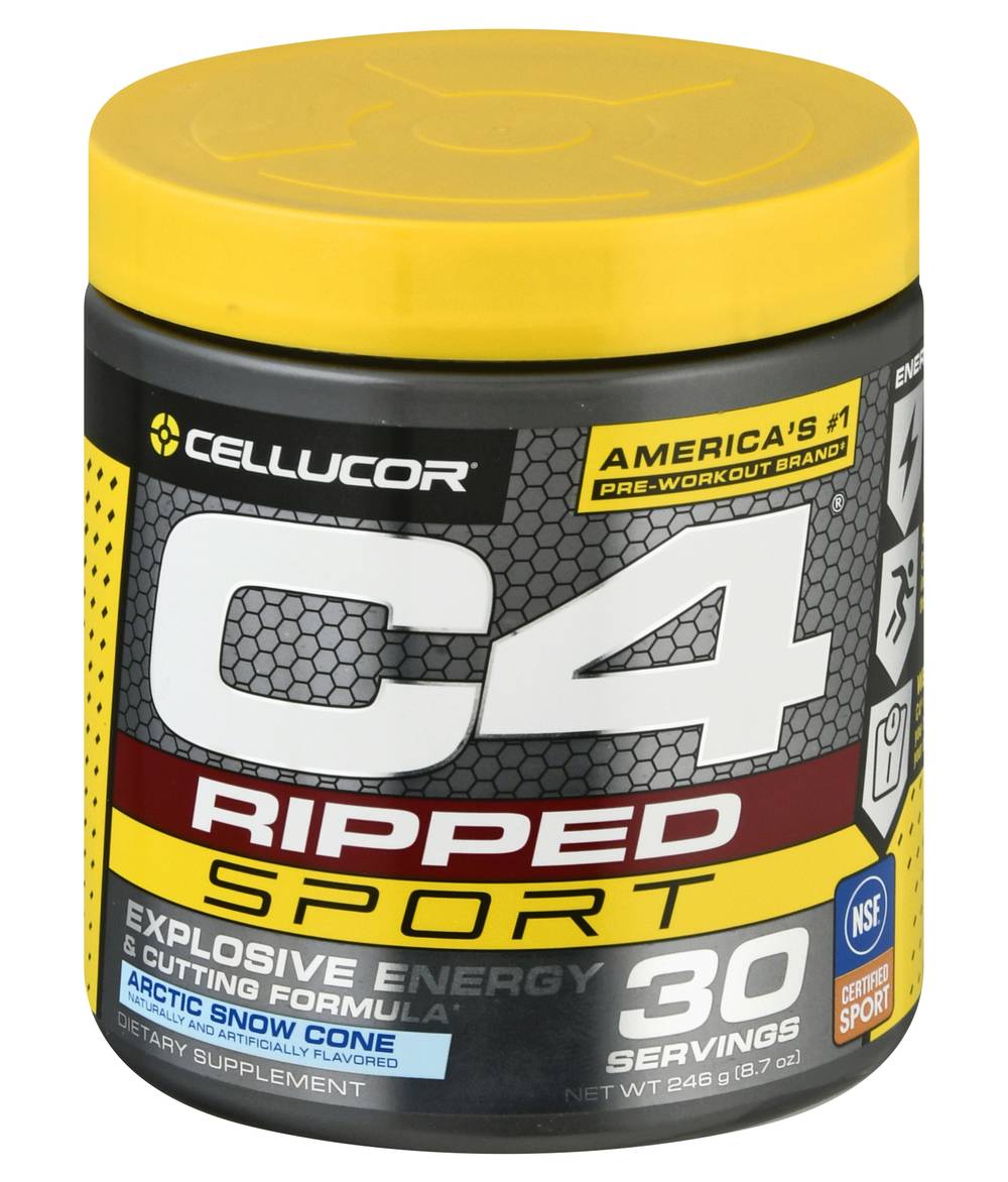 C4 Cellucor Ripped Sport Explosive Energy & Cutting Formula, Arctic Snow Cone (8.7 oz)