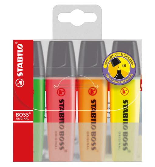 Stabilo Boss Highlighter Assorted (4 pack)