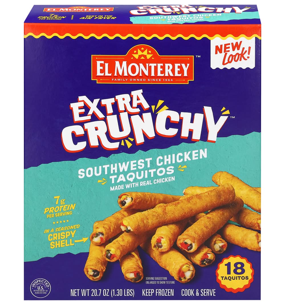 El Monterey Extra Crunchy Taquitos, Southwest Chicken (20.7 oz, 18 ct)