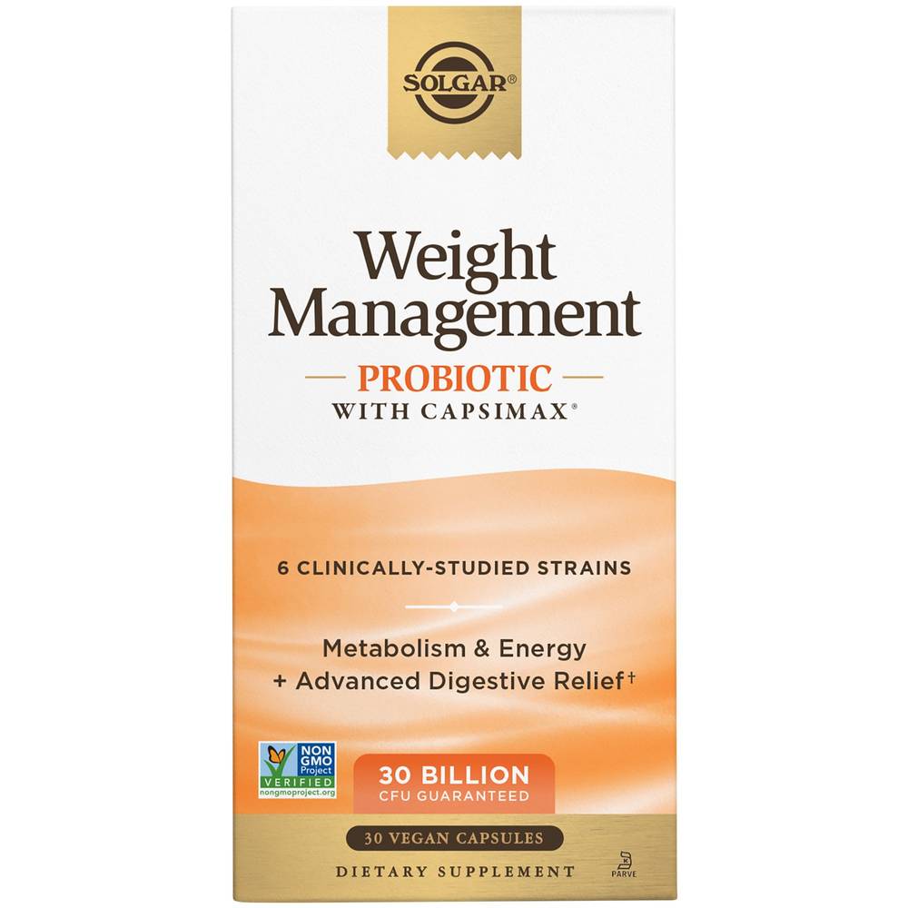 Solgar Weight Management Probiotic With Capsimax Billion Vegan Capsules (2.08 oz, 30 ct)