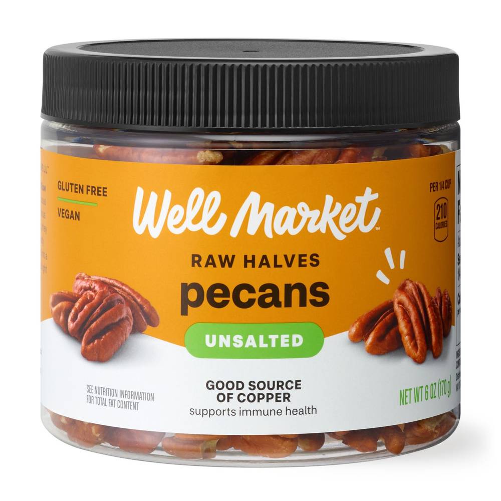 Well Market Unsalted Raw Halves Pecans (6 oz)