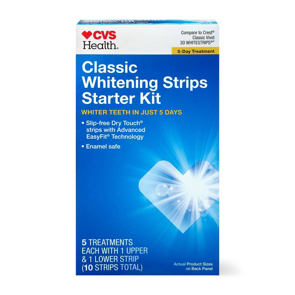 Cvs Health Classic Teeth Whitening Strips Starter Kit, 5 Treatments