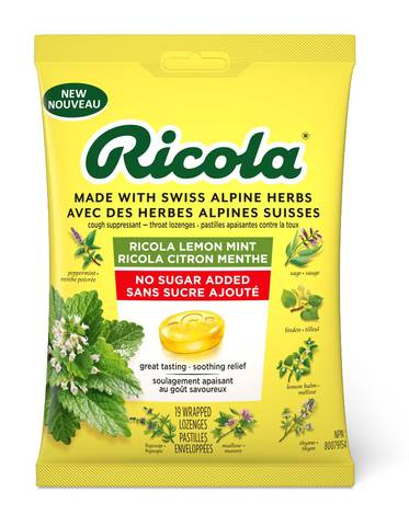Ricola Naturally Refreshing Throat Relief, Lemon Mint (4.2 g, 19 ct)