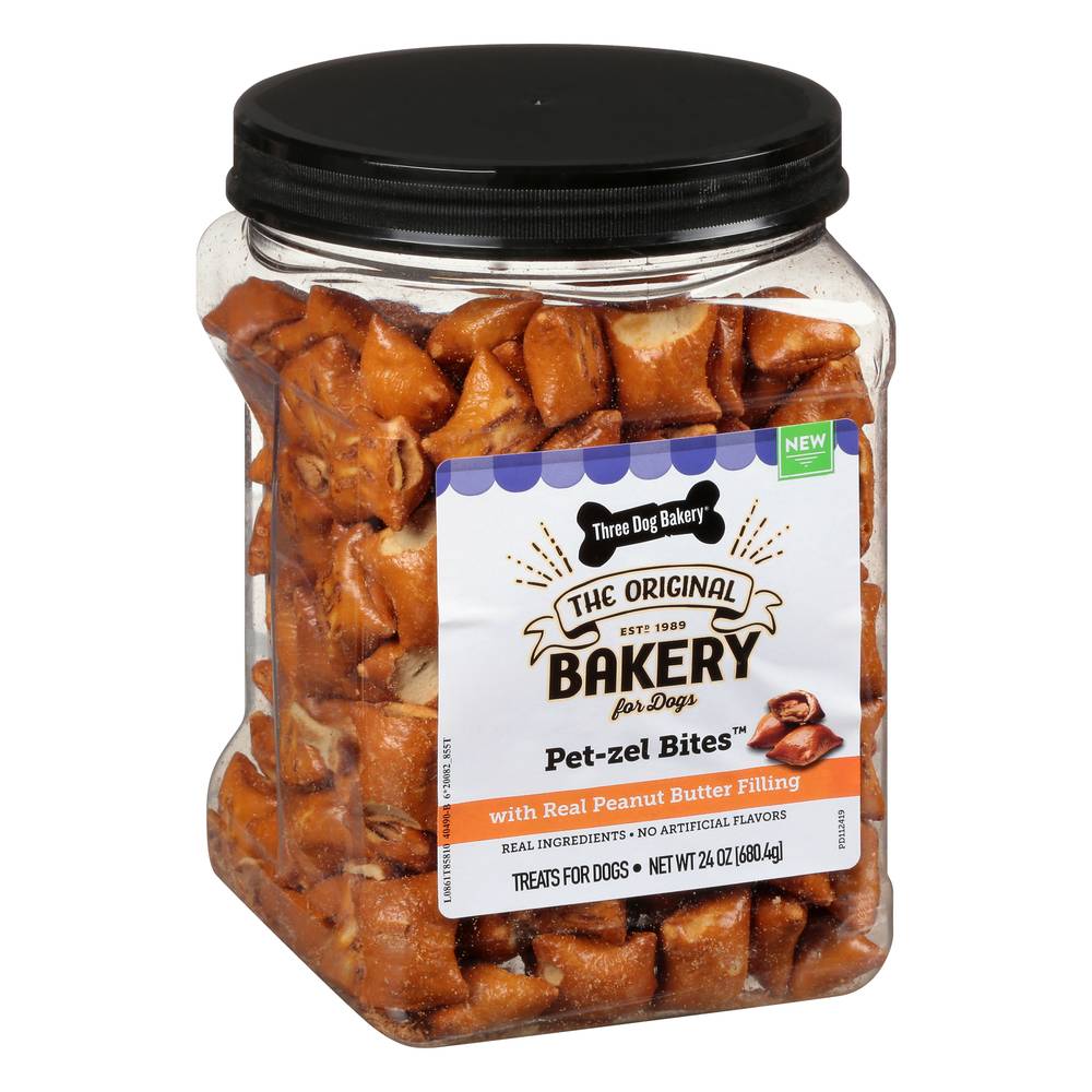 Three Dog Bakery Pet-Zel Bites With Peanut Butter (1.5 lbs)