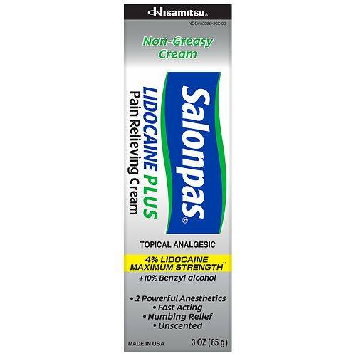 Salonpas Lidocaine Plus Pain Relieving Cream - 3.0 oz