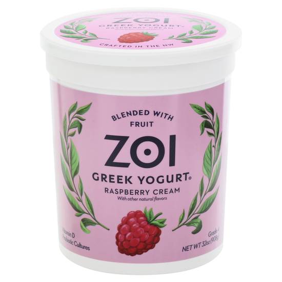 Zoi Raspberry Cream Greek Yogurt Blended With Fruit (32 oz)