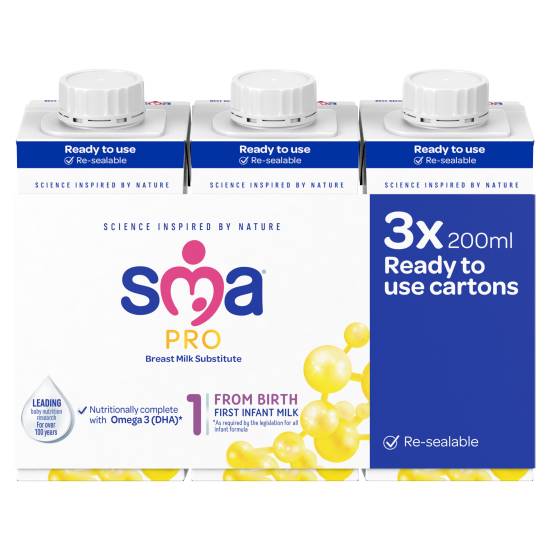 Sma Pro Breast Milk Substitute 1 From Birth First Infant Milk ( 3 ct, 600 ml)