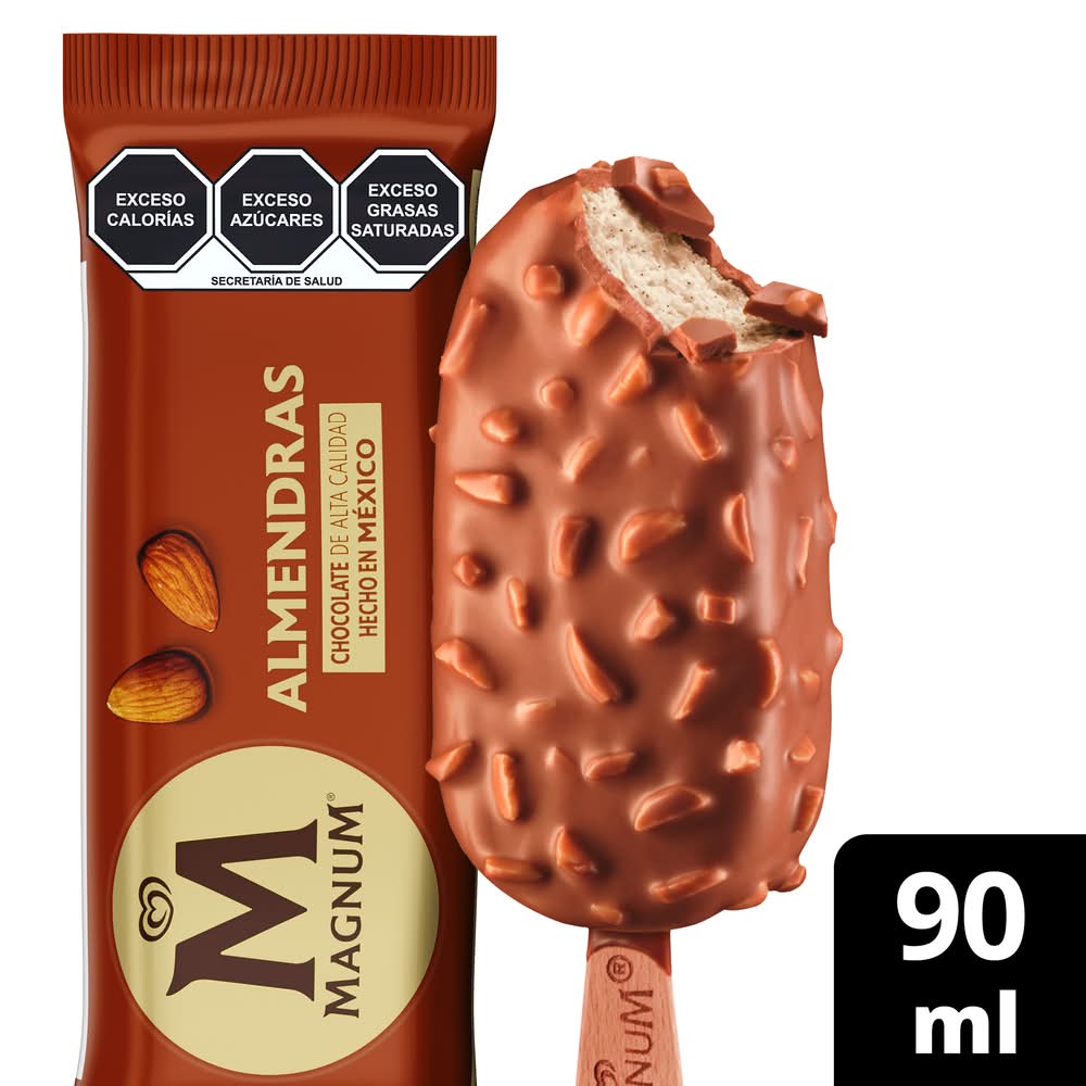 Magnum · Paleta helada cubierta con chocolate, almendras (90 ml)
