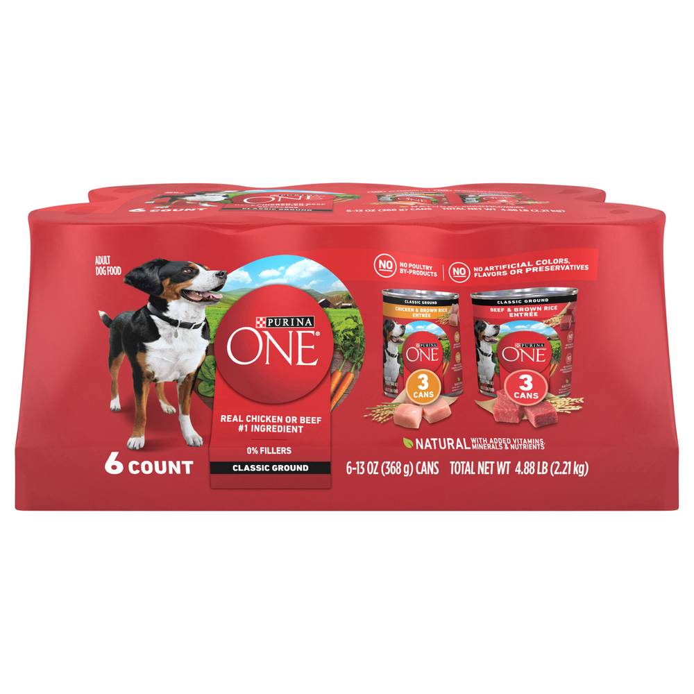 Purina One Smart Blend Chicken & Beef Entree Dog Food Cans (6 x 13 oz)