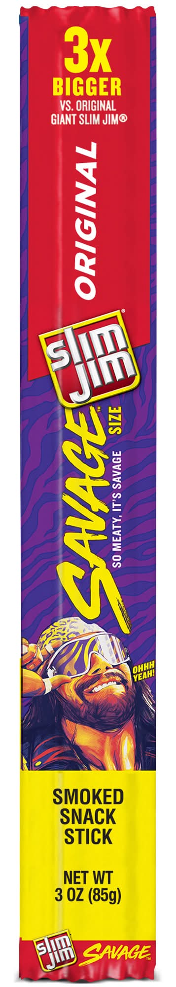 Slim Jim Smoked Meat Snack Stick Savage Size, Original (3 oz)