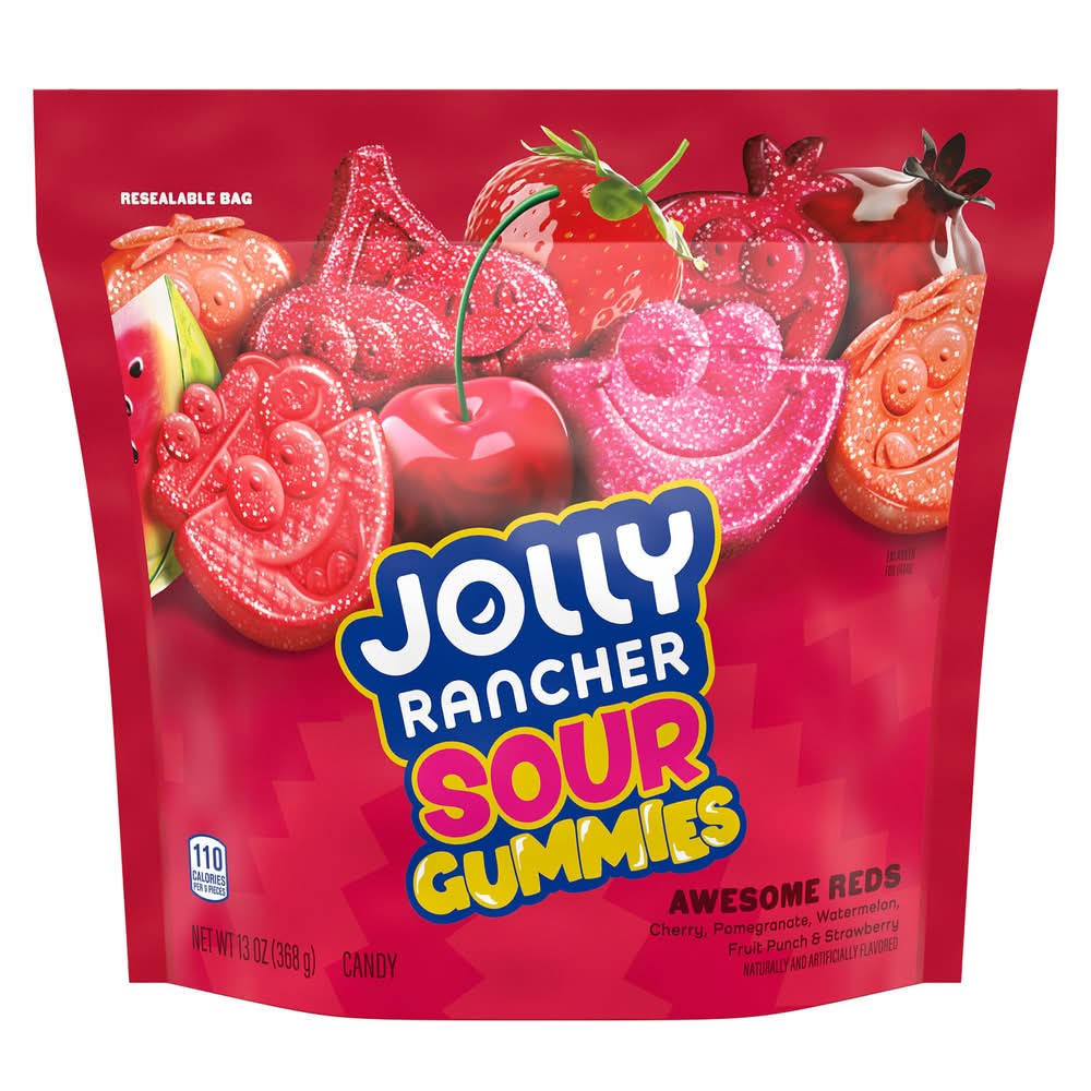 Jolly Rancher Sour Gummies Awesome Reds Fruit Flavored Candy Bag, Assorted (13 oz)