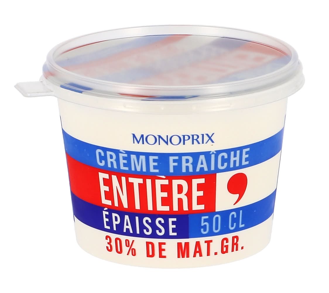 Monoprix - Crème fraîche entière épaisse 30% de matières grasses (500ml)